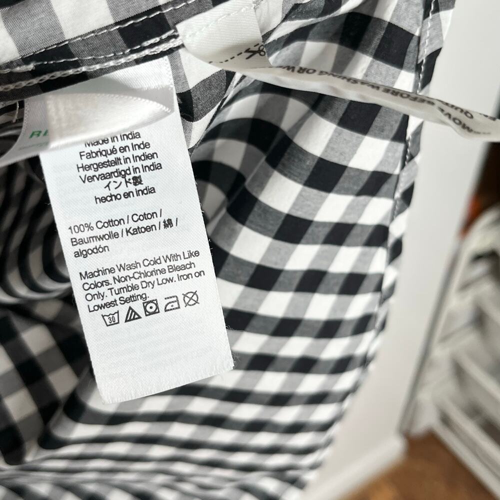 J.Crew Black White Gingham Button Front Cotton Shirt Size 4 - Picture 9 of 10